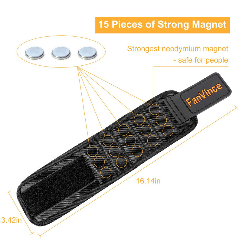 Magnetic Wristband,Strong Magnets Tools Holder for Screws,Nails,Drill Bits - Tool Gadget Gifts for Men Dad Father Black - NewNest Australia