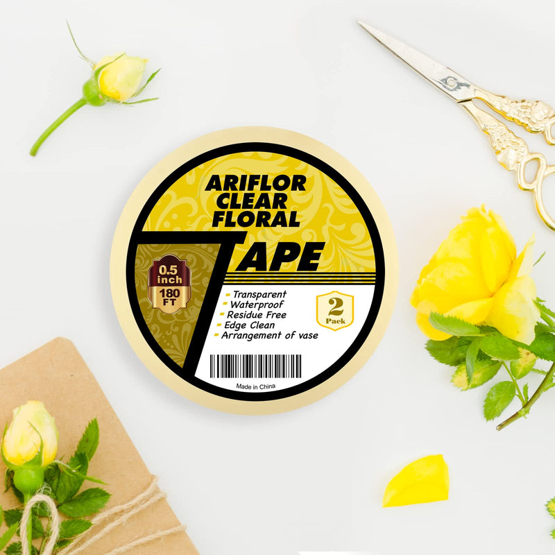 ARIFLOR 2Packs Clear Floral Tape - 1/2" Wide Floral Vase Tape, Clear Waterproof Floral Tape for Fresh Flower Bouquets and Flower Arrangements Crafts (0.5inch*2Packs) 0.5inch*2Pack - NewNest Australia