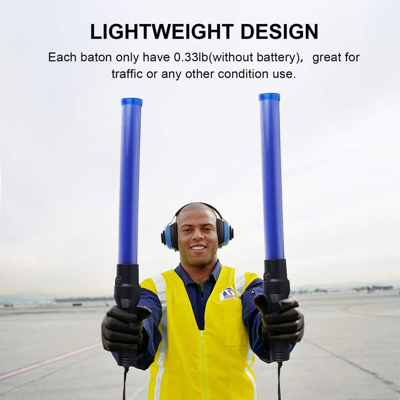 2PC 21 inch Blue Signal Traffic Safety Baton Multifunction Traffic Wand with 2 Flashing Modes, Using 2 D-Size Batteries (Not Included) - NewNest Australia