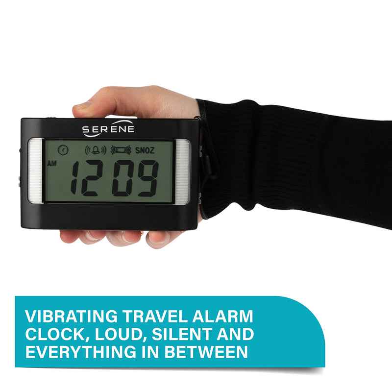 Serene Innovations Loud Alarm Clock for Heavy Sleepers Adults & Deaf: Vibrating Alarm Clock with Bed Shaker & Shock, Portable Flash & Multi-Mode Travel Companion - Portable Small Clock - NewNest Australia