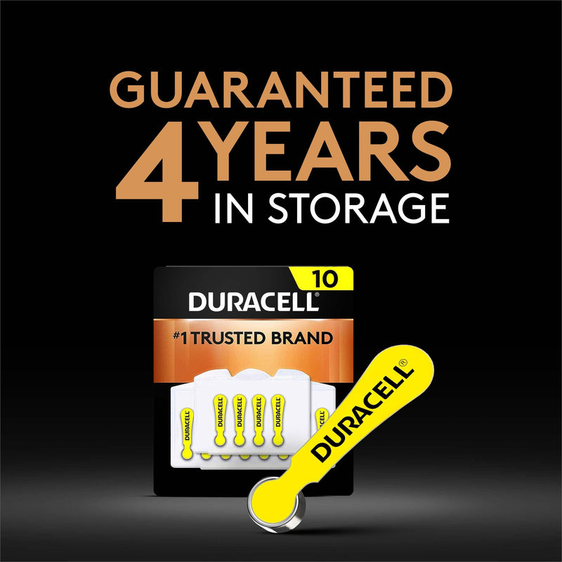 Duracell Hearing Aid Batteries long lasting battery with EasyTab for ease of installation (Pack of 1) 12 Count 10 (Yellow) - 12 Count - NewNest Australia