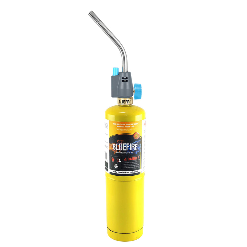 BLUEFIRE Trigger Start Gas Welding Torch Nozzle Head Extend 1.5" Burning Tube Piezo Self Ignition Fuel by MAPP MAP PRO Propane Cylinder Soldering Brazing Triple-Point Flame (Torch Only) Torch Only - NewNest Australia