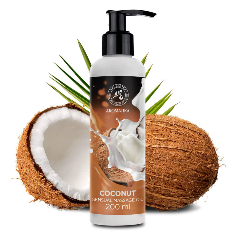 Sensual Massage Oil Coconut 200 Ml - Body Massage Oil With Almond Oil And Grape Seed Oil - Edible - Edible - Kissable Massage Oil - Relaxation Massage Oil - For All Skin Types - Love Oil - Coconut Oil - NewNest Australia