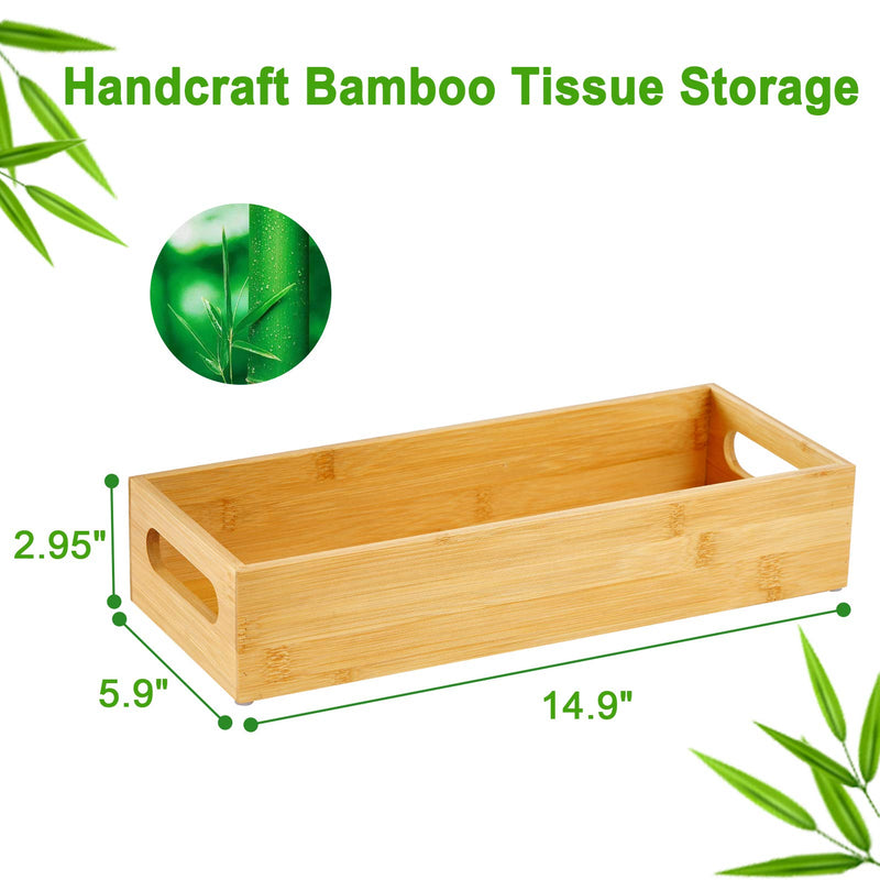 Vitviti Toilet Paper Storage, Bamboo Tray with Handles, Toilet Tissue Holder Organizer Box, for Bathroom/Toilet Tank/Kitchen Counter, Natural - NewNest Australia