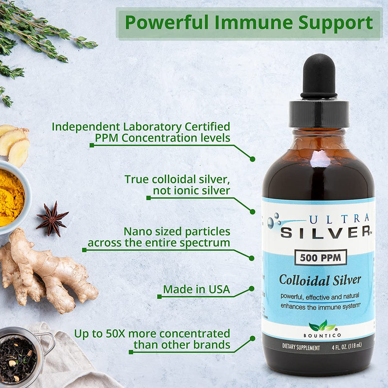 Ultra Silver® Colloidal Silver | 500 PPM, 8 Oz (236mL) | Mineral Supplement | True Colloidal Silver - with Dropper - NewNest Australia