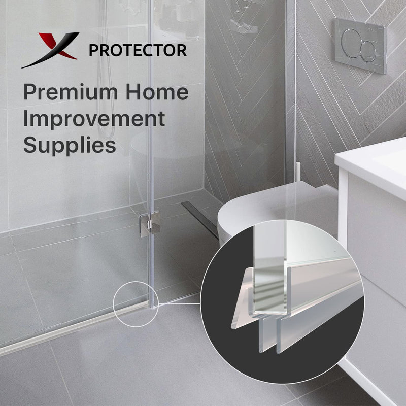 Frameless Shower Door Bottom Seal X-Protector - 40" Shower Door Seal For All Door Thicknesses - Self-Adhesive Shower Door Sweep - Premium Door Bottom Seal Strip - Silicone Glass Shower Door Seal Strip - NewNest Australia