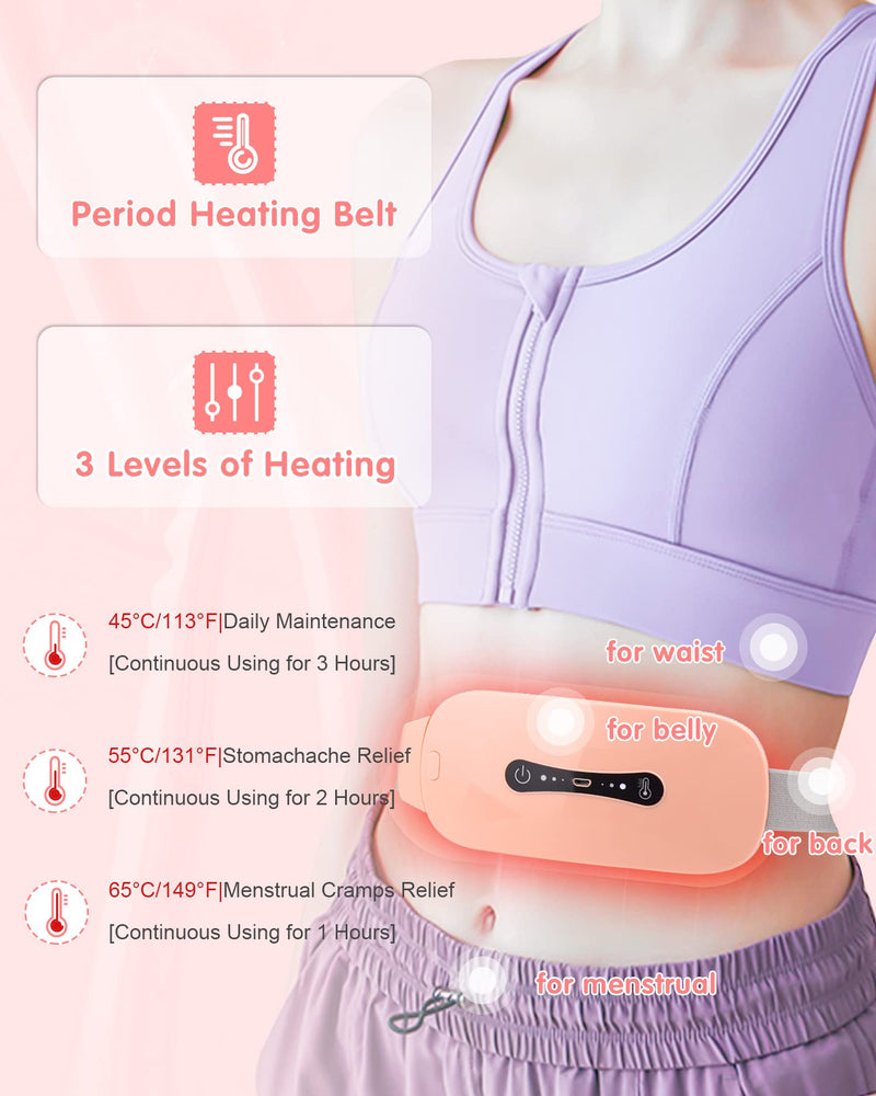 Pain Relief Heating Pad, Period Heating Belt & Menstrual Cramp Massager with 3 Heat Levels & 3 Massages Modes Rechargable Electric Fast Warming Belly Belt, Gifts for Women Lady & Girl, Pink - NewNest Australia