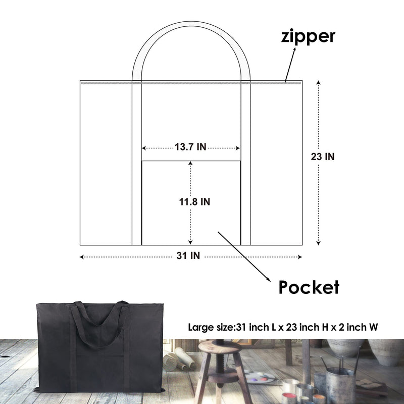 Jjring Dacron Light Weight Art Portfolio Bag, 23 Inches by 31 Inches, Black 23 inch by 31 inch - NewNest Australia