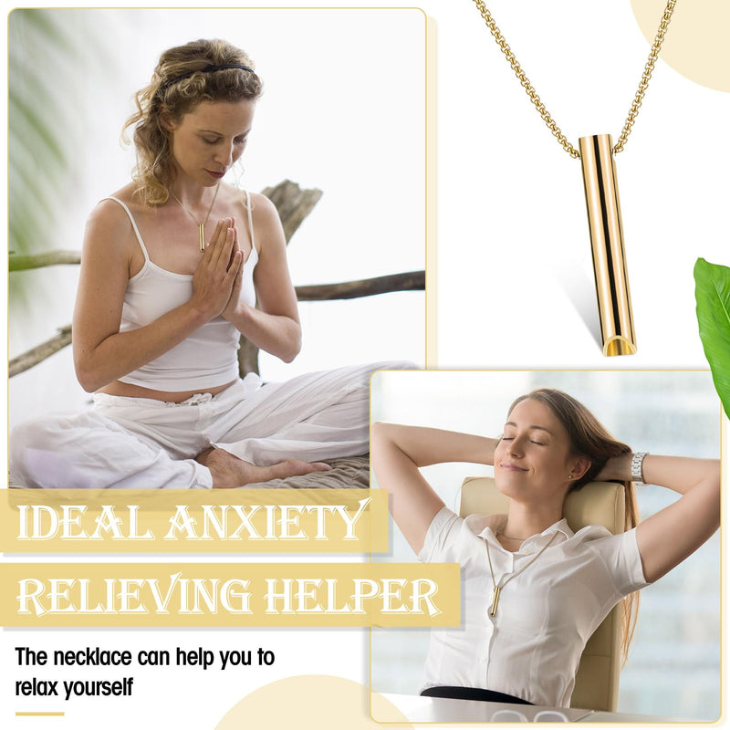 Fiada Stress Relief Necklace, Stainless Steel Necklace For Mindful Breath, Portable Meditation Breath Chain, Deep Breathing Exercise, Necklace For Men And Women, Meditation Anxiety Relief, Relaxation, - NewNest Australia
