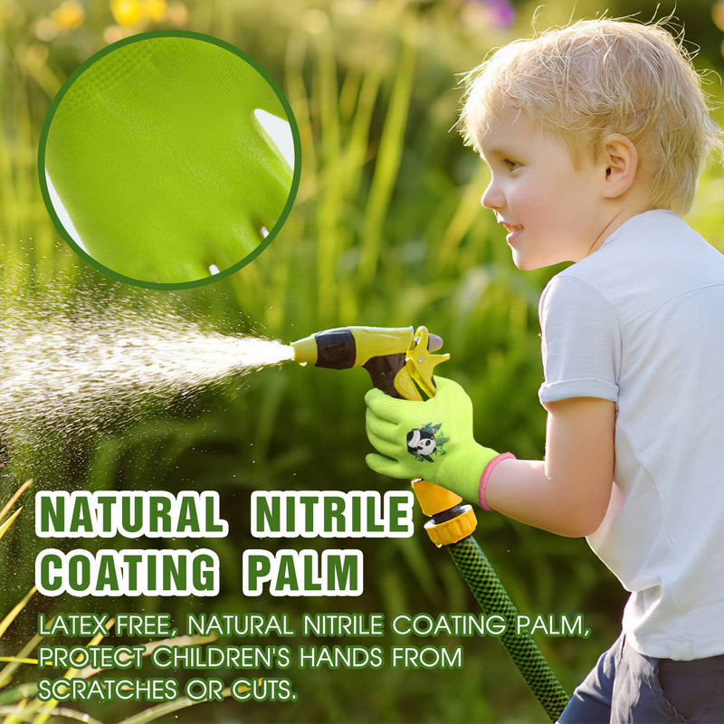 3 Pairs Kids Gardening Gloves for Age 2-13,Toddler Garden Gloves, Soft Safety Nitrile Coated Children Yard Work Gloves Size 2 (age 3-4) Green+yellow+orange - NewNest Australia