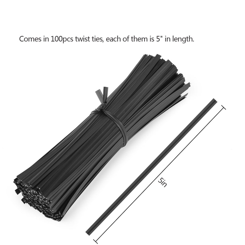 Easytle 5" Plastic Black Twist Ties/Twist Tie/Cable Ties/Cable Tie 100 Pcs - NewNest Australia