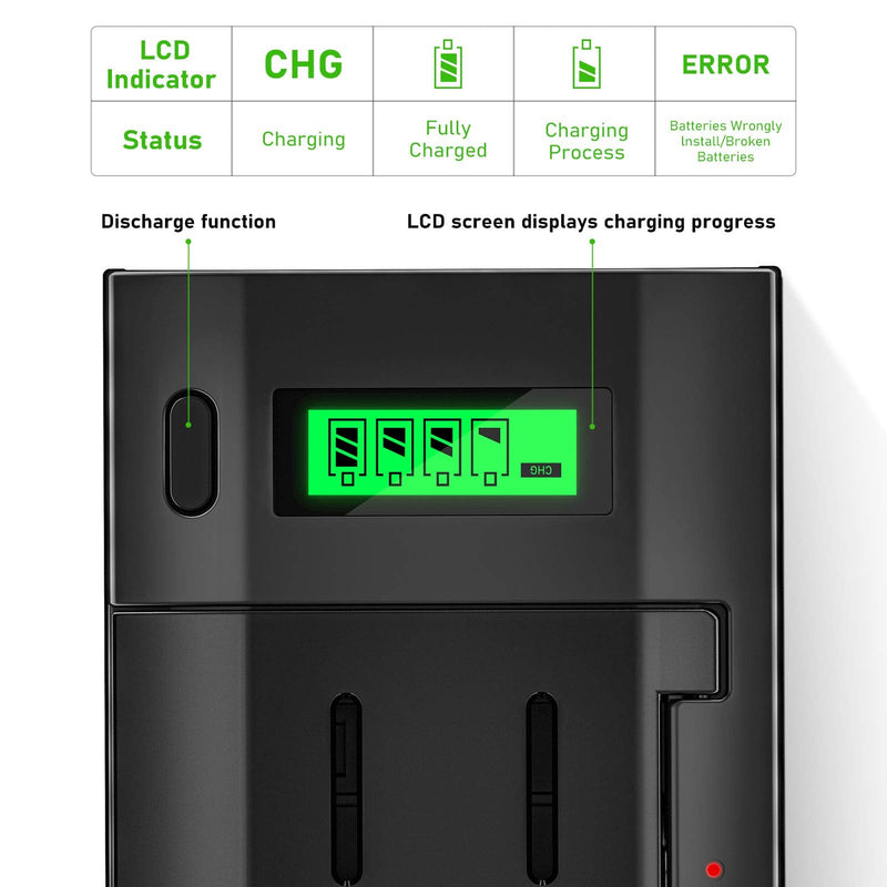 BONAI LCD Universal Battery Charger for AA, AAA, C, D, 9V Ni-MH Ni-CD Rechargeable Batteries with Discharge Function Black - NewNest Australia