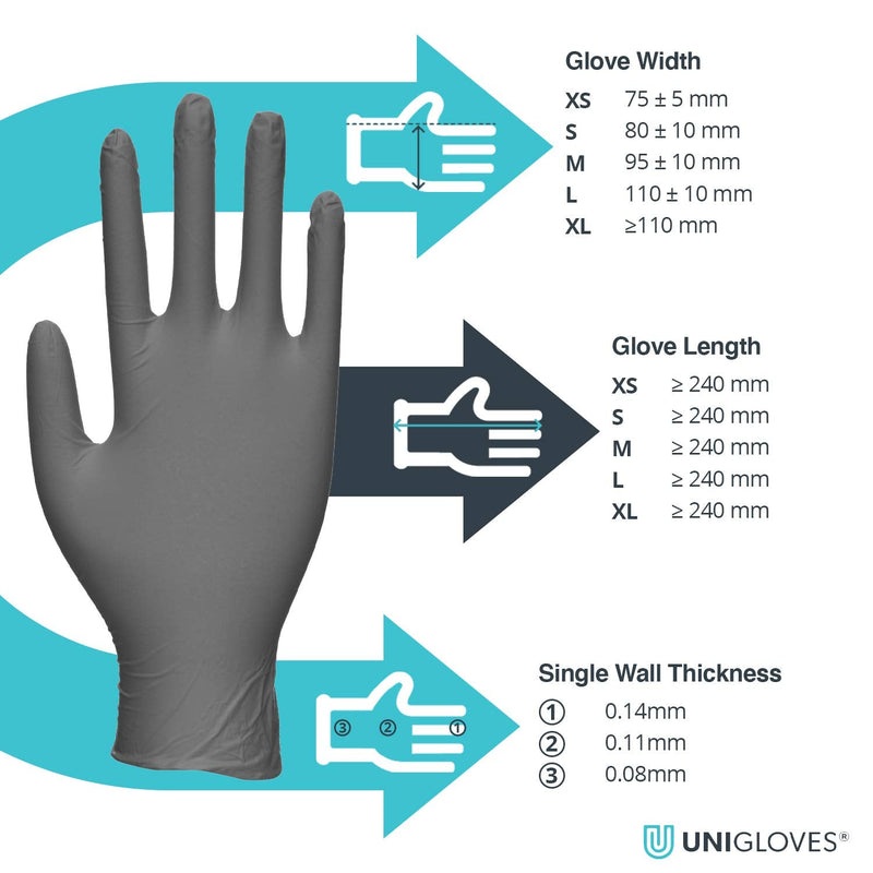 Unigloves Select Black Latex GT0021 Single Use Gloves - Multipurpose, Powder Free Disposable Gloves, Optimised for Tattoo/Piercing and Beauty, Box of 100 Pairs, Black M (Pack of 100) - NewNest Australia