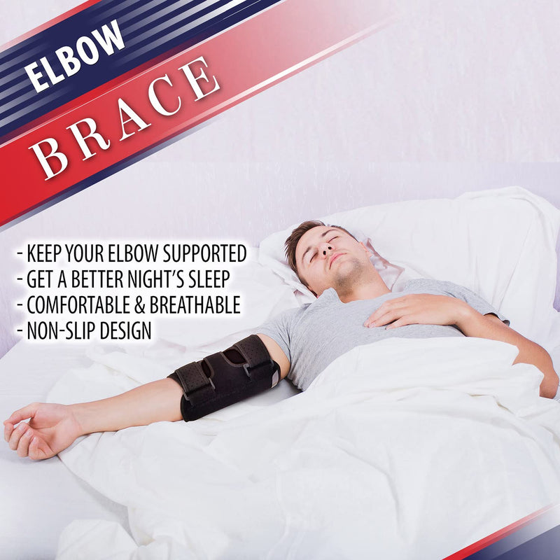 Elbow Splint Tendonitis Elbow Brace – Cubital Tunnel Brace for Sleeping - Tennis Elbow Support with Arm Compression Sleeve Elbow Immobilizer for Ulnar Nerve Brace Elbow Pain Men Women - Fits Most - NewNest Australia