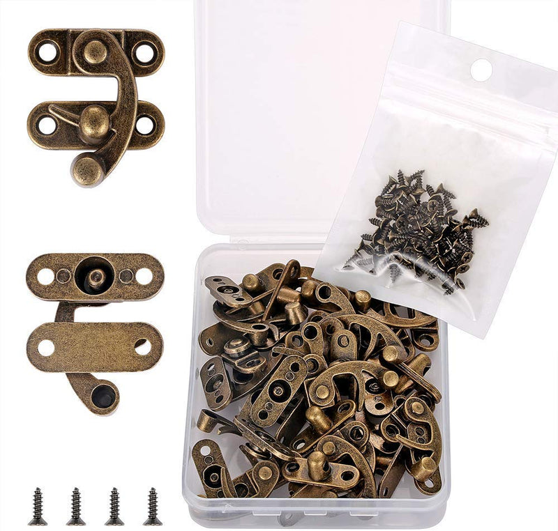 PGMJ 20 Pieces Jewelry Box Hardware Thickened Solid Bronze Tone Antique Right Latch Hook Hasp Horn Lock Wood Jewelry Box Latch Hook Clasp and 80 Replacement Screws (Right Latch Buckle) - NewNest Australia