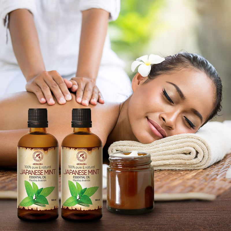 Japanese Mint Oil 2 X 100 Ml - Mentha Arvensis - Aromatherapy Essential Oils For Diffusers And Fragrance Lamps - Mint Oil For Soap Making And Candles - Japanese Mint For Skin & Hair And Room Fragrance - NewNest Australia