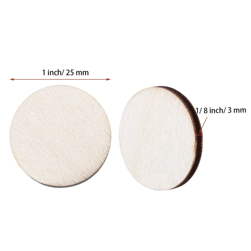 BOAO 200 Pieces 1 Inch Unfinished Wood Slices Round Disc Circle Wood Pieces Wooden Cutouts Ornaments for Craft and Decoration - NewNest Australia