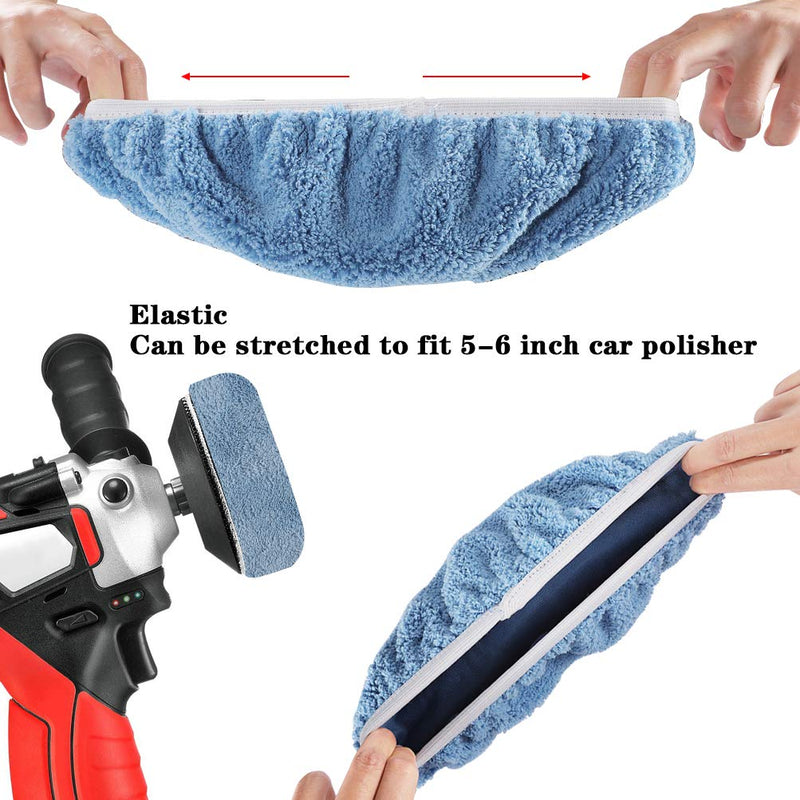 AUTDER 9 Inch & 10 Inch Car Polisher Pad Bonnet, Waxers Bonnet Set, Woollen+Cotton+Microfiber+Coral Fleece, 2 Pcs for Each, Pack of 8 Pcs 9-10 Inches - NewNest Australia