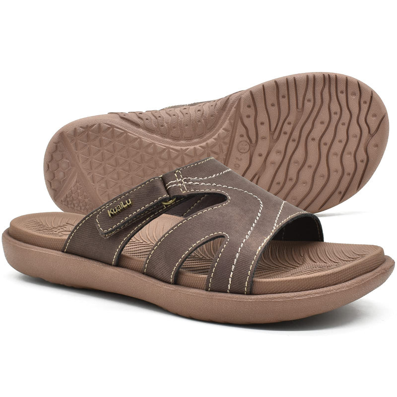 KuaiLu Womens Fashion Orthotic Slides Ladies Lightweight Athletic Yoga Mat Sandals Slip On Thick Cushion Slippers Sandals With Comfortable Plantar Fasciitis Arch Support 5.5 UK Brown - NewNest Australia