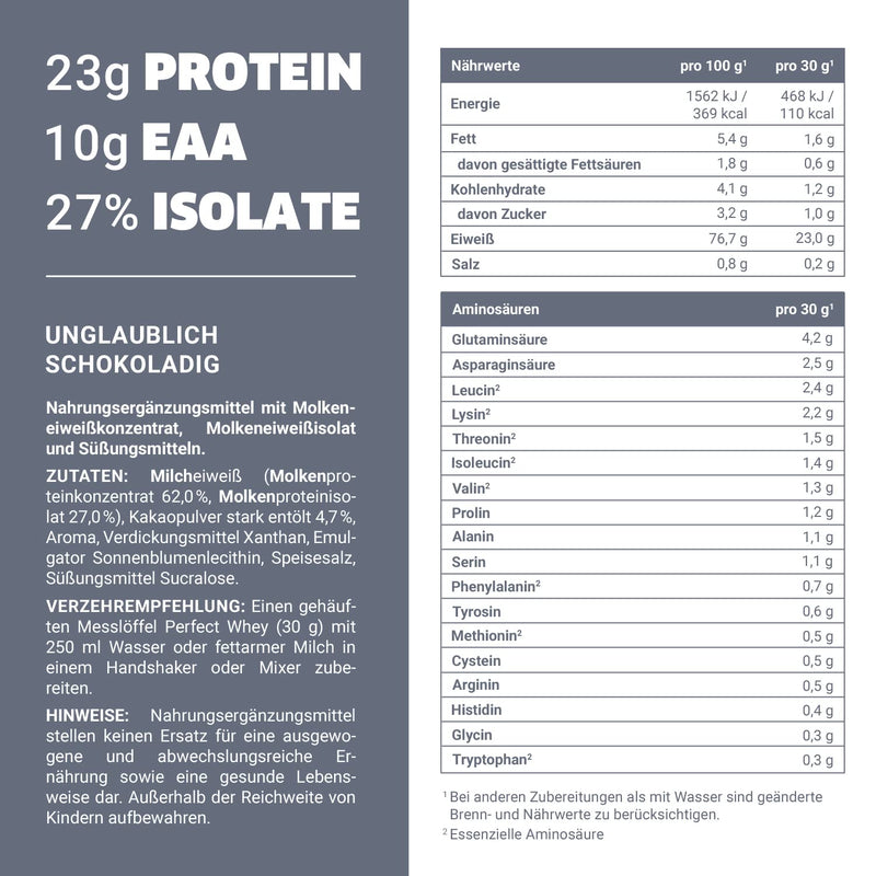 BODY IP Perfect Whey Protein | Incredibly chocolaty | Protein powder for muscle building and dieting | high BCAA content | 30 servings | Whey Isolate & Concentrate | high protein content | 900g 900g (pack of 1) - NewNest Australia