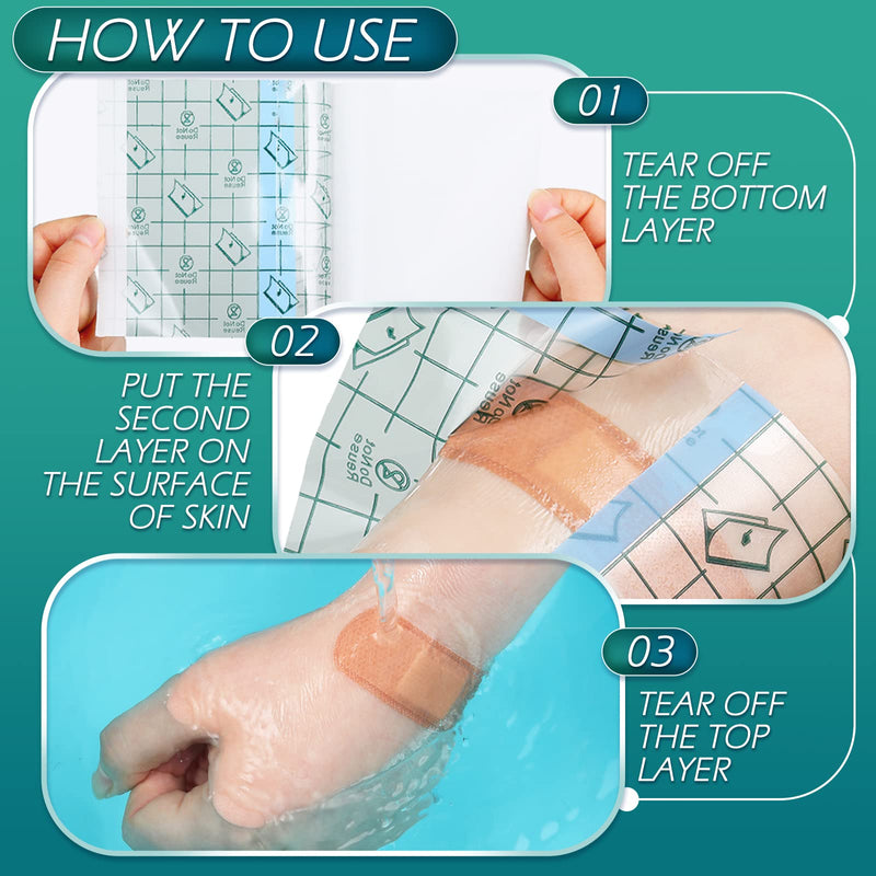 50 Pieces Transparent Stretch Adhesive Bandage Large Waterproof Bandage Transparent Film Adhesive Bandages (4 x 4 Inch) 4x4 Inch (Pack of 50) - NewNest Australia