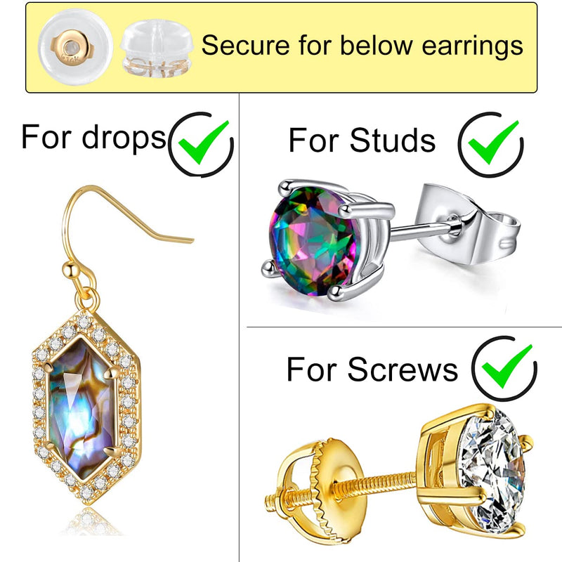 Real 14K Solid Gold Earring Backs Hypoallergenic Soft Clear Silicone Earrings Backings Replacements Secure Safety for Studs/Drops Comfortable and Hypoallergenic( 1 pair ) gold earrings backs - NewNest Australia