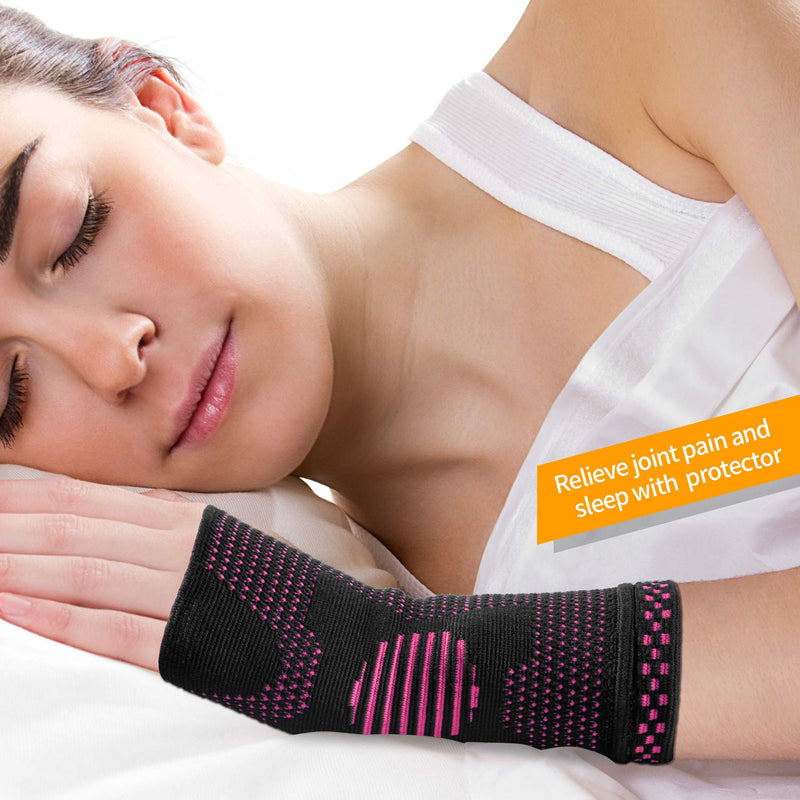 ABYON Wrist Compression Sleeves (Pair) for Carpal Tunnel and Pain Relief Treatment,Wrist Support for Women and Men.Breathable and Sweat-Absorbing carpal tunnel wrist brace Pink Medium - NewNest Australia