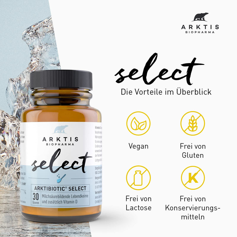 Arktis Biopharma Arktibiotic Select ‚ Powder 30 G, Selected Lactic Acid Bacteria And Vitamin D, Laboratory Tested, Ideal For Supporting The Immune System And Intestinal Flora - NewNest Australia