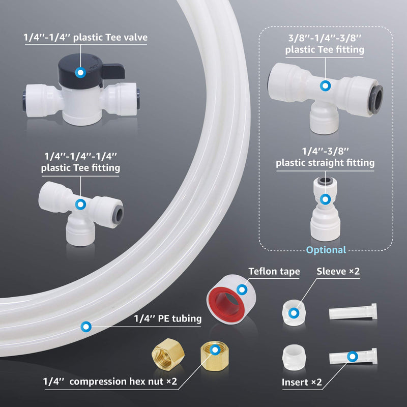 NewNest Australia - Waterdrop 1/4" Fridge/Ice Maker Water Line Connection Kit for WD-10/15/17UB Series, WD-G2/G3 RO System and iSpring, APEC, Express Water, Home Master Reverse Osmosis System 