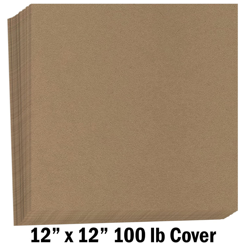 Hamilco Brown Kraft Cardstock Scrapbook Paper 12x12 Thick Blank Card Stock Heavy Weight 100 lb Cover - 25 Pack 100lb cover - NewNest Australia