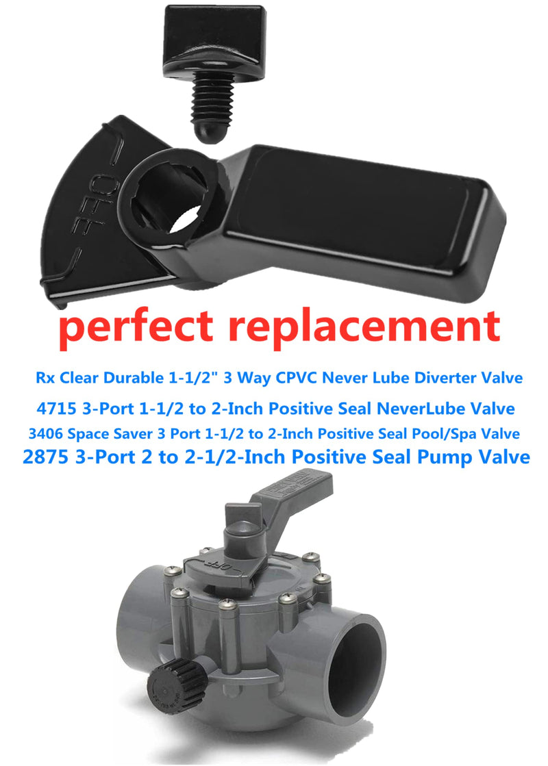 Never Lube Valve Handle R0487200/7433 & Knob 4603/R0486900 Replacement Kit Fits fit for Zodiac Jandy 2-Port/3-Port Valve - Black(1) 1 - NewNest Australia