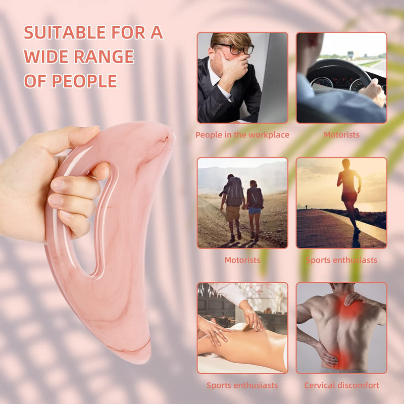 Gua Sha Massager with Handle Gua Sha Stone Facial Treatment Tool for Spa Acupuncture Therapy on Face, Back Full Body Massage (Pink) - NewNest Australia