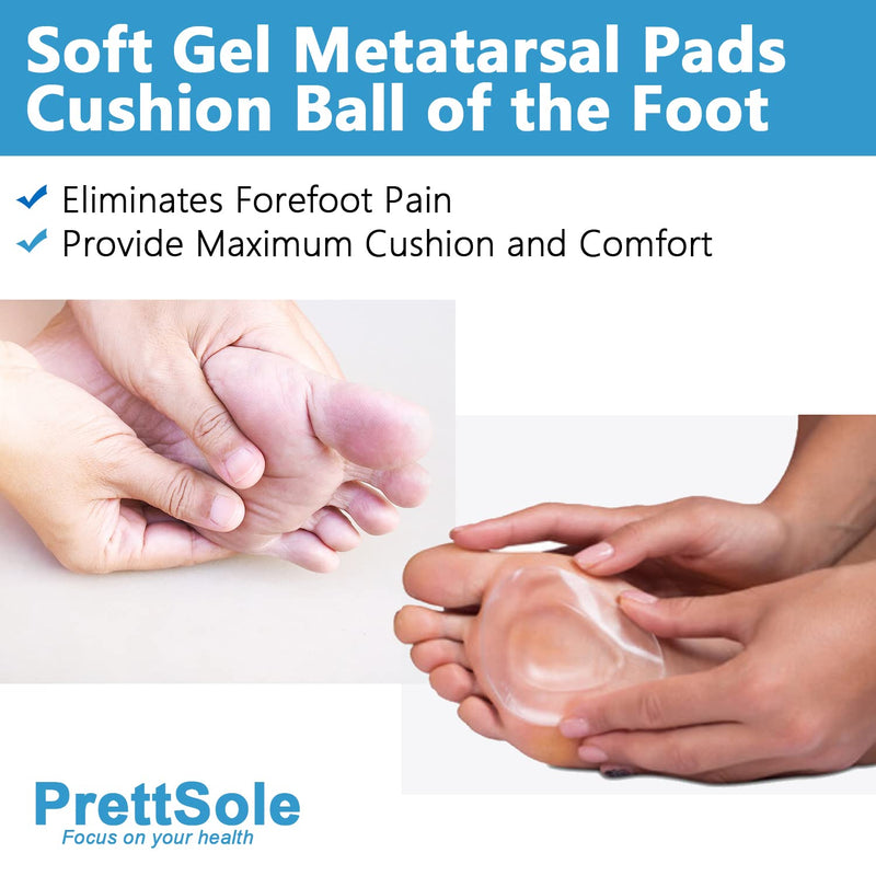 PrettSole Metatarsal Pads, Gel Foot Pads for Ball of Foot, 4 Pack Forefoot Cushions Support Adhere to Shoes for Metatarsalgia, Morton's Neuroma Pain Relief - Clear - NewNest Australia