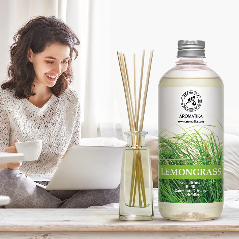 Room Fragrance Refill Lemongrass - Lemongrass 500 Ml - Refill Bottle With Natural Pure Essential Lemongrass Oil - Intensive & Long-Lasting Natural For Room - Kitchen - Best Room Air Freshener - NewNest Australia