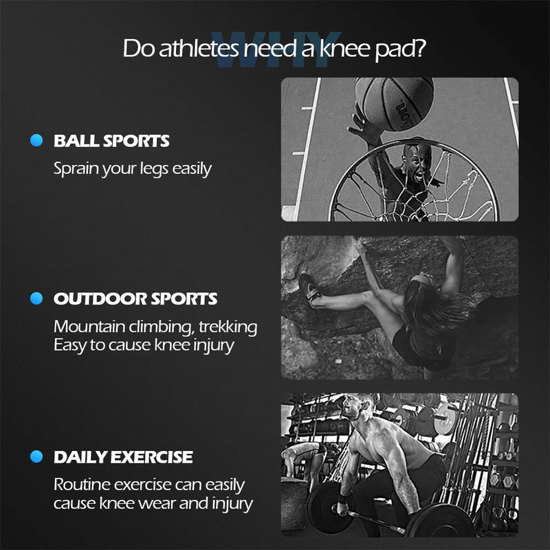 ESGTON Knee Pads EVA Padded Crashproof Leg Sleeve Compression Knee Braces (1 Pair), Youth & Adult - Basketball Volleyball Football-Black Black Medium - NewNest Australia
