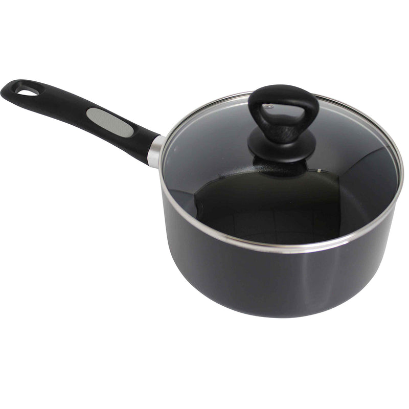 Mirro A79721 Get A Grip Aluminum Nonstick Sauce Pan with Glass Lid Cover Cookware, 1-Quart, Black - - NewNest Australia