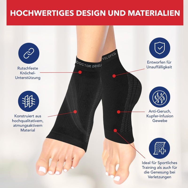 Doctor Developed Copper Infused Foot Compression Sleeves/Plantar Fasciitis Socks [Pair] And A Manual Written By A Doctor [English Language Not Guaranteed] M Black - NewNest Australia