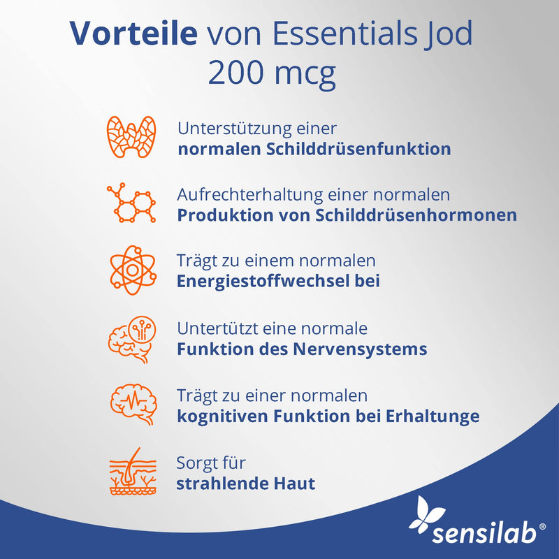 Sensilab Iodine Tablets 200 mcg - Potassium Iodide Tablets to Support the Thyroid and Nervous System - 120 Iodine Tablets - 4 Month Supply - NewNest Australia