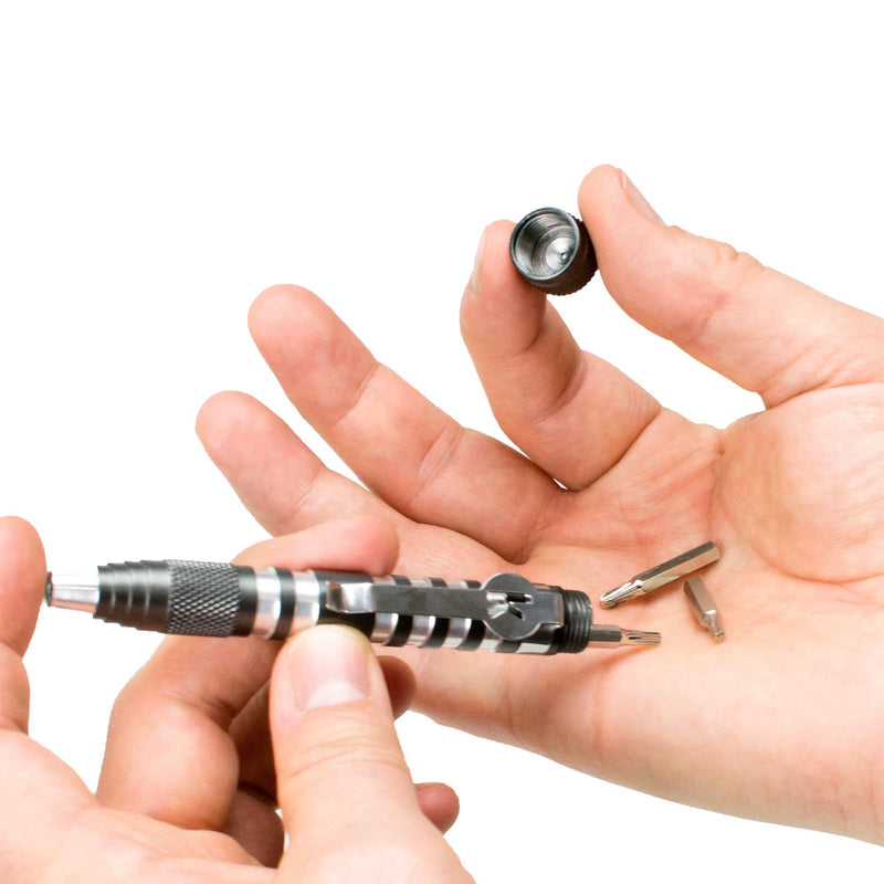 Kershaw TX-Tool (TXTOOL); 4.8 in. Single-Position Multifunction Magnetic Bit Driver; Includes T-6, T-8, T-10, 2 Phillips and Slotted Screwdriver Bit; 1.1 oz, Black - NewNest Australia