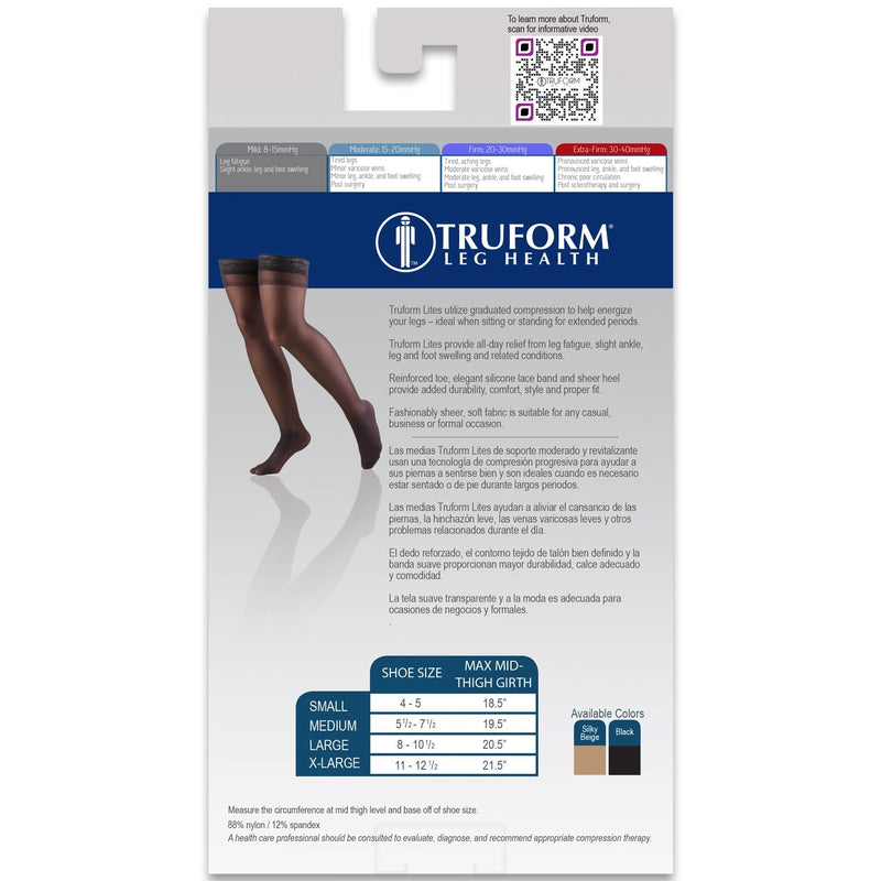 Truform Sheer Compression Stockings, 8-15 mmHg, Women's Thigh High Length, 20 Denier, Beige, Large Large (Pack of 1) - NewNest Australia