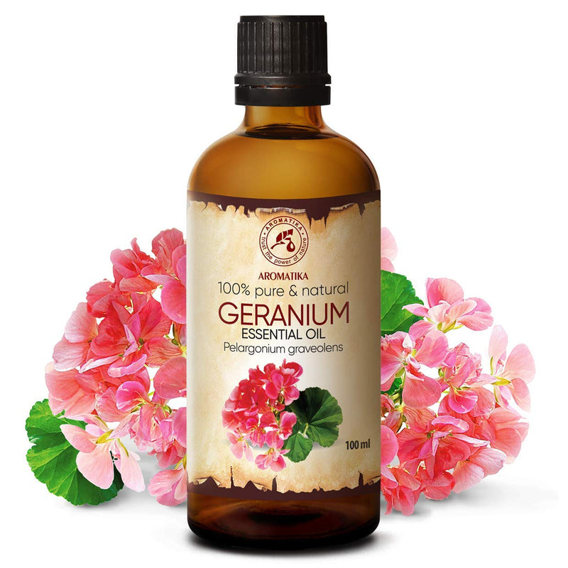 Geranium Essential Oil 100 Ml - Pelargonium Graveolens - Geranium Oil Bourbon - Pure Essential Oils For Hair & Skin Care - Aromatherapy - Oil Burner - Diffuser - Body Care - NewNest Australia
