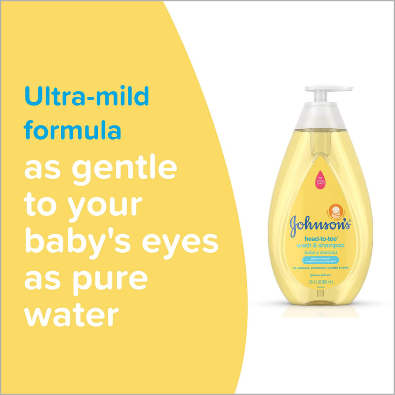 Johnson's Head-to-Toe Gentle Tear-Free Baby & Newborn Wash & Shampoo, Sulfate-, Paraben- Phthalate- & Dye-Free, Hypoallergenic Wash for Sensitive Skin & Hair, 27.1 fl. Oz Johnsons HTT Wash & Shampoo 27.1 oz - NewNest Australia
