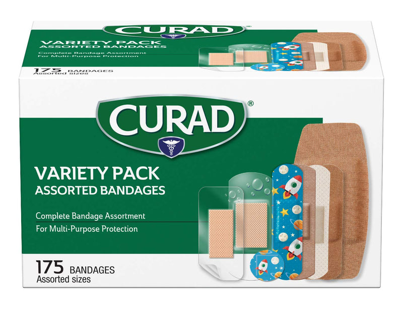 CURAD Family Bandage Variety Pack, 4 Styles Included; Waterproof, Galaxy, Flex-Fabric, Heavy Duty, 175 Bandages - NewNest Australia