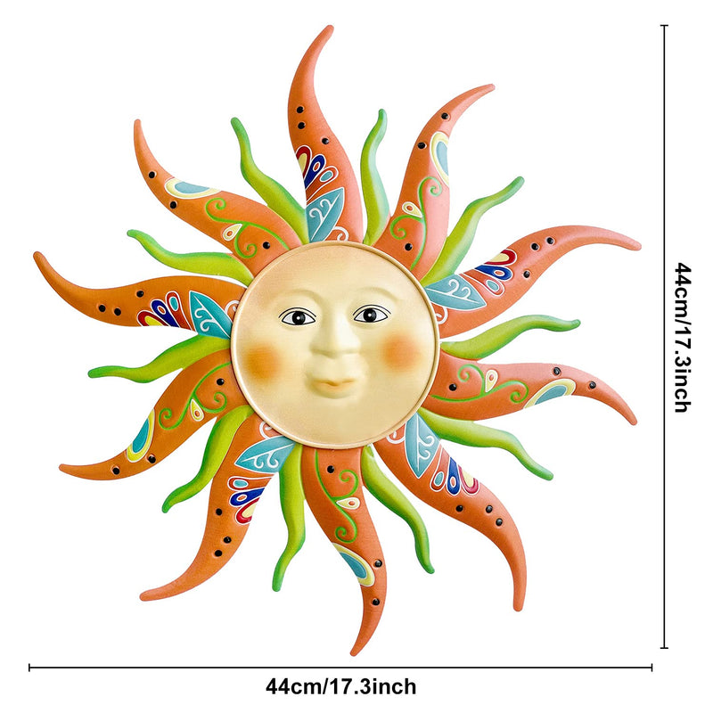 Metal Sun Wall Art Decor-17.3 inches Metal Sun Outdoor Decor, Sun Art Sculpture for Home Garden Farmhouse Yard Patio Fence Living Room Bedroom(Orange) Orange - NewNest Australia