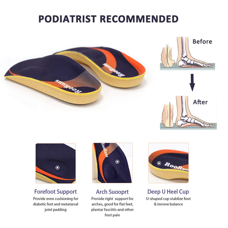 Orthotic Inserts 3/4 Length, Plantar Fasciitis Insoles with Metatarsal Pads Heel Cushion for Men and Women, High Arch Support Shoe Inserts for Flat Feet, Overpronation, Walking Running Medium (6-9.5 UK) - NewNest Australia