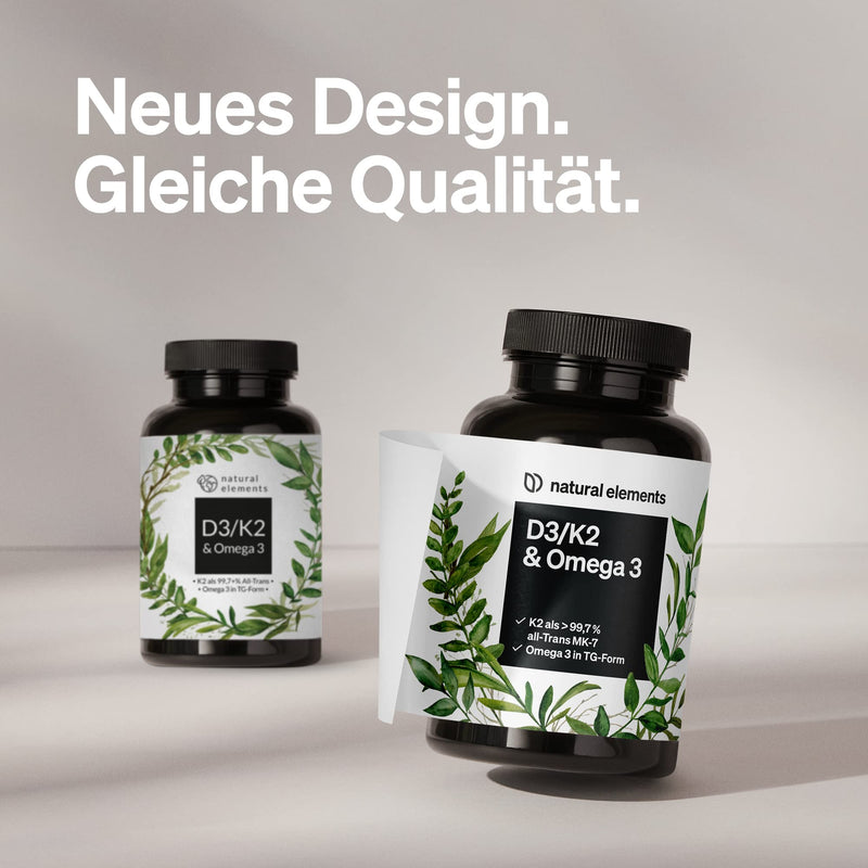 Vitamin D3 + K2 + Omega 3 - Premium K2VITAL® from Kappa 99.7+% All-Trans K2 - Premium Omega 3 in triglyceride form and bioavailable D3 - produced in Germany & laboratory tested - NewNest Australia