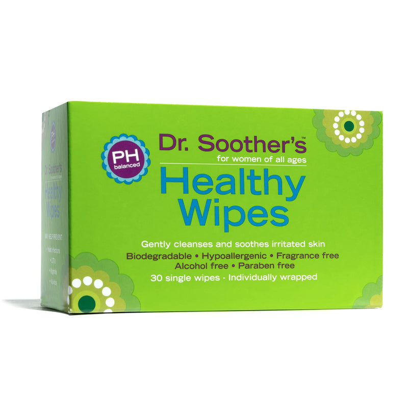 Dr. Soother's Healthy Wipes - PH Balanced - Hypoallergenic - Alcohol & Fragrance Free - 30 Individually Wrapped Feminine Hygiene Wipes - Women & Girls 30 Count (Pack of 1) - NewNest Australia
