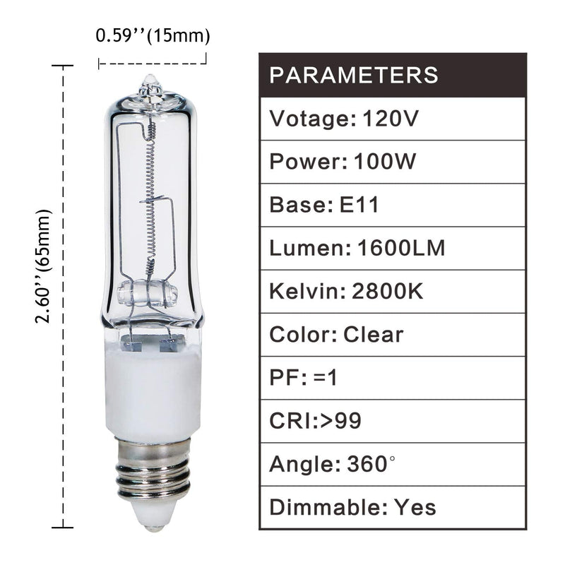 GMY JDE11 120V 100W T4 Mini Candelabra Base 1600lm 2800K Clear Dimmable JD E11 Halogen Light Bulbs 4Pack 4 Count (Pack of 1) - NewNest Australia