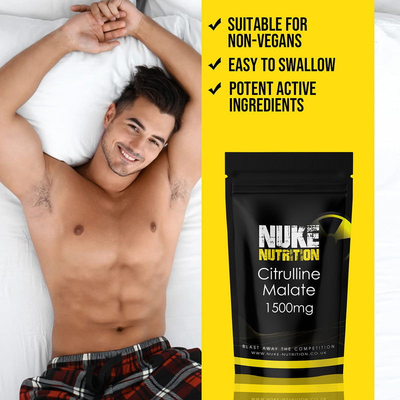 Nuke Nutrition L Citrulline Malate Capsules | 120 Capsules | High Strength 1500mg Dose Supplement | Boost Circulation, Performance & Muscle Recovery | 100% Natural, Preservative & Filler Free | Vegan 120 Count (Pack of 1) - NewNest Australia