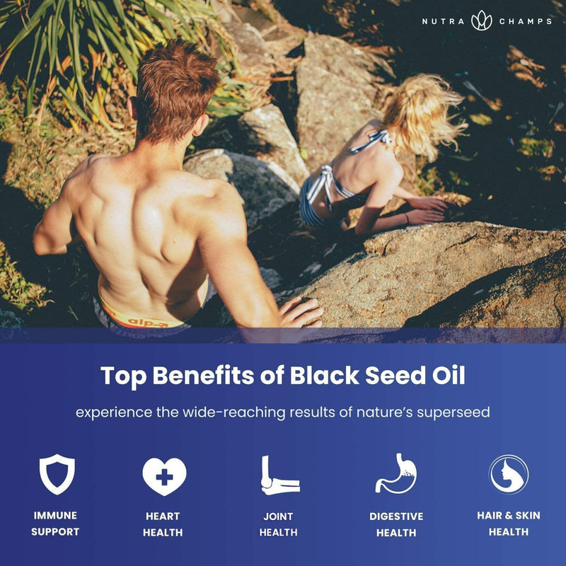 Black Seed Oil Capsules | Premium Vegan Black Cumin Seed Oil Capsules | Virgin Cold Pressed Nigella Sativa Oil Pills with Thymoquinone, Vitamin E & Omega 3 6 9 - NewNest Australia